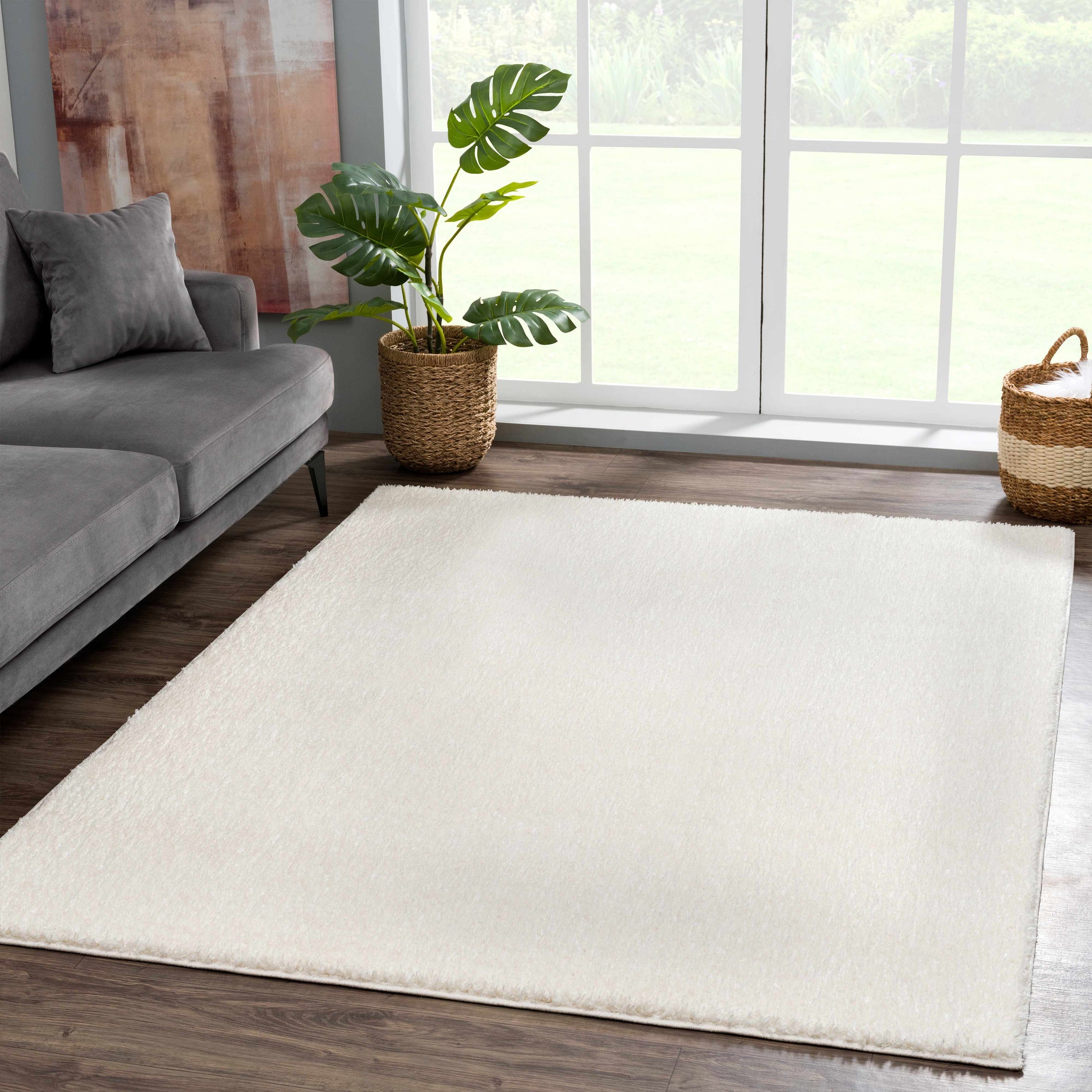 Judy Solid White Washable Shag Rug