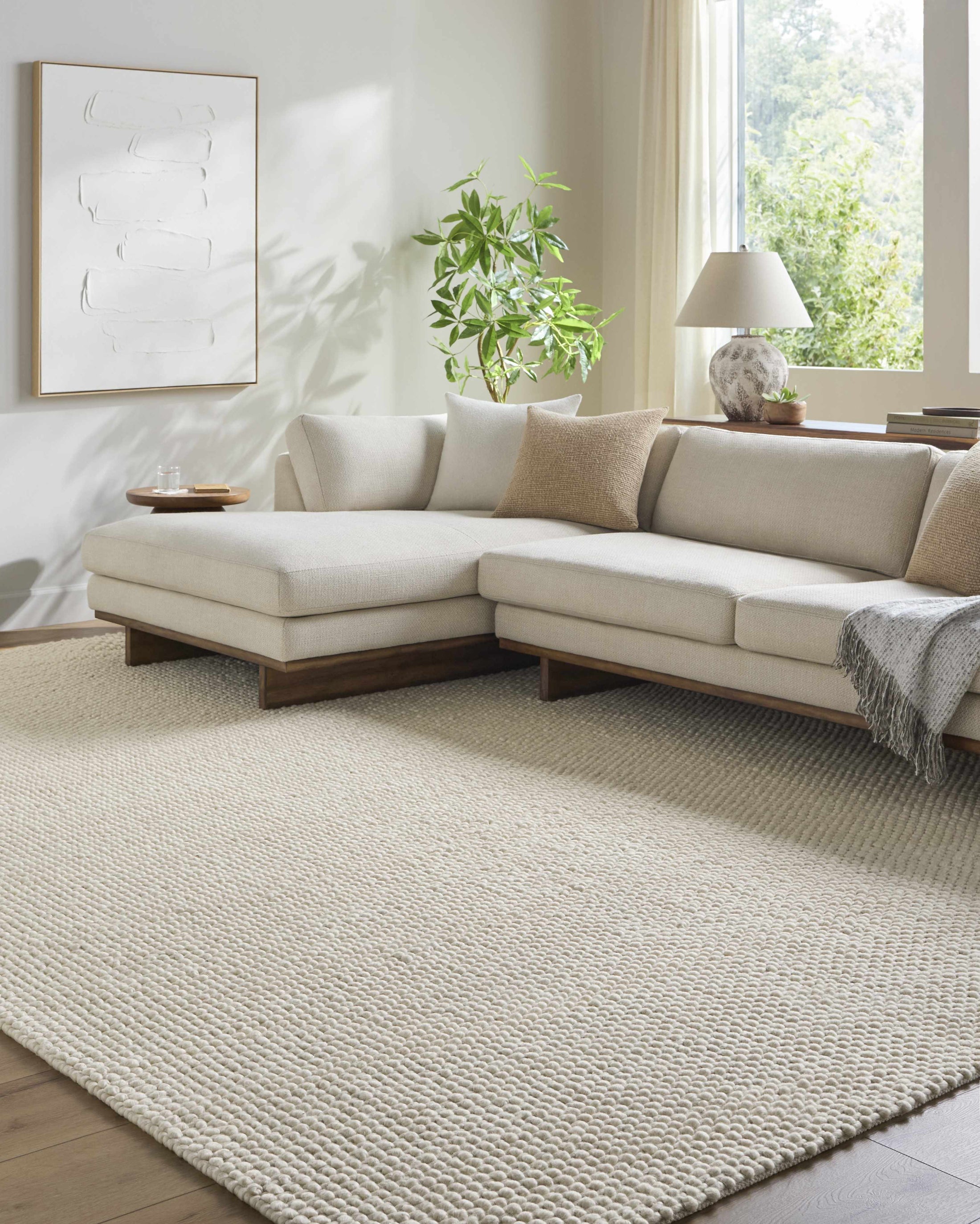 Lucerne Plain Cream Wool Rug LNE-1000