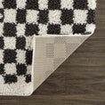 Load image into Gallery viewer, Kieu Black & White Checkered Shag Rug
