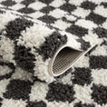 Load image into Gallery viewer, Kieu Black & White Checkered Shag Rug
