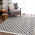 Load image into Gallery viewer, Kieu Black & White Checkered Shag Rug
