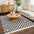 Load image into Gallery viewer, Kieu Black & White Checkered Shag Rug
