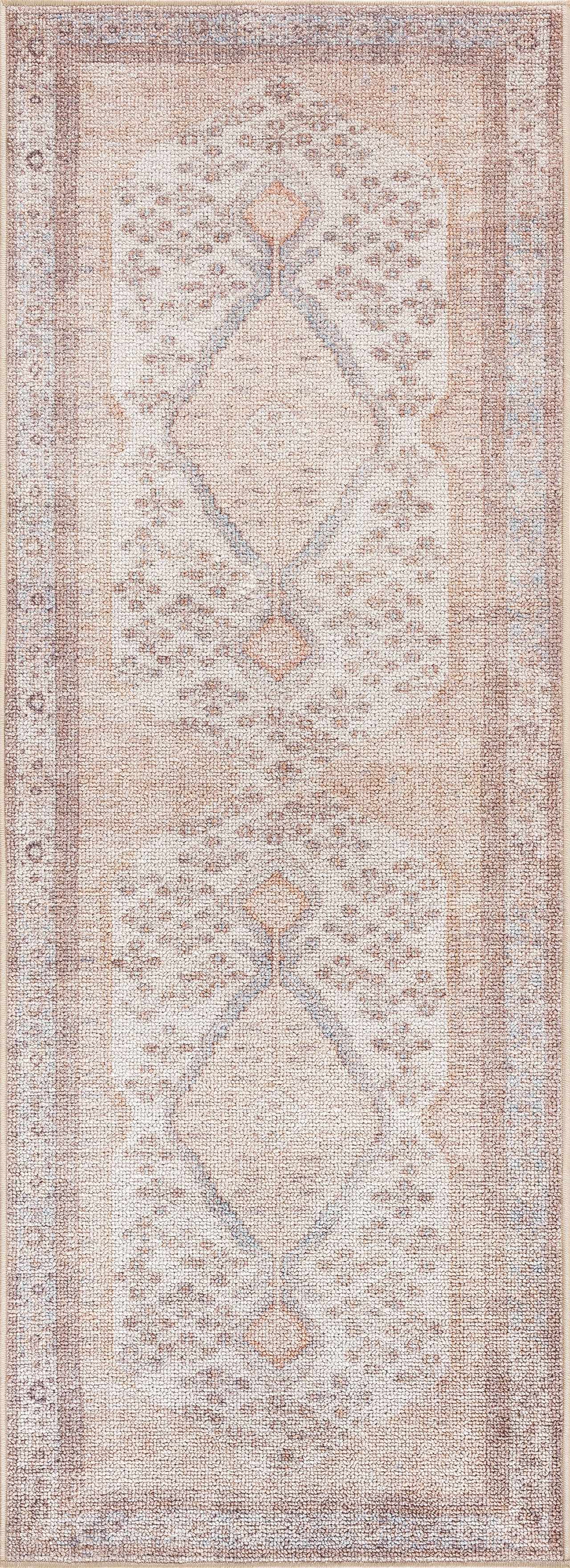 Analu Peach Washable Area Rug