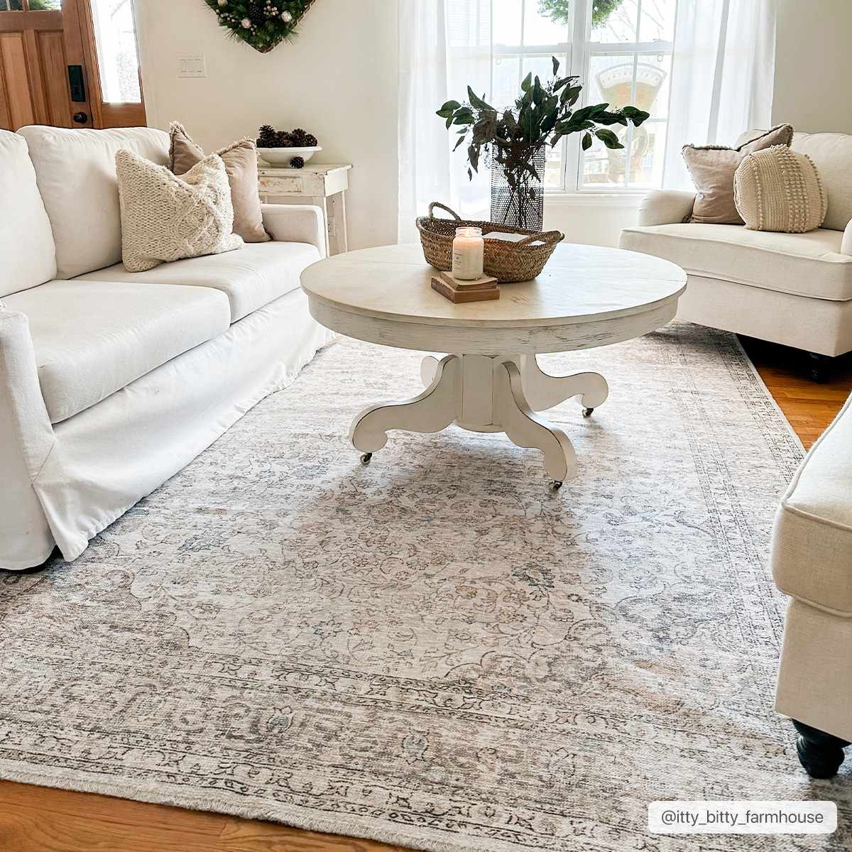 Cream Holi-2301 Washable Area Rug