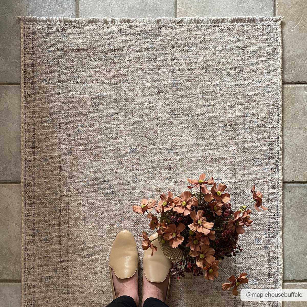 Cream Holi-2301 Washable Area Rug