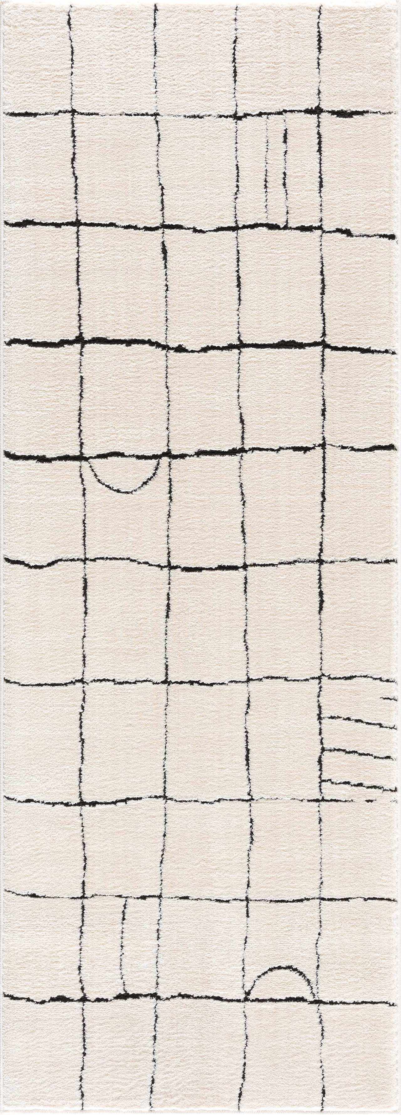 Keanu Off-White Grid Shag Rug - Limited Edition