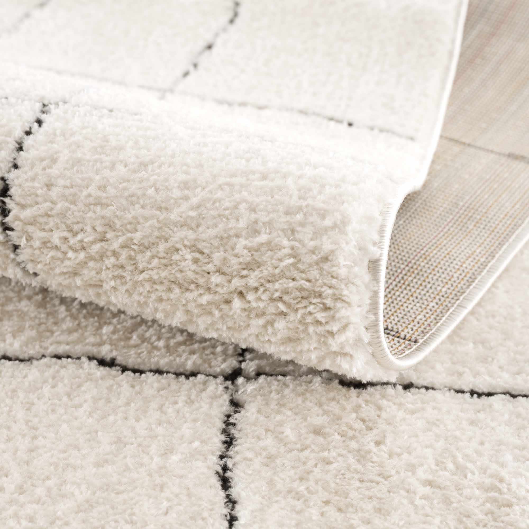 Keanu Off-White Grid Shag Rug - Limited Edition