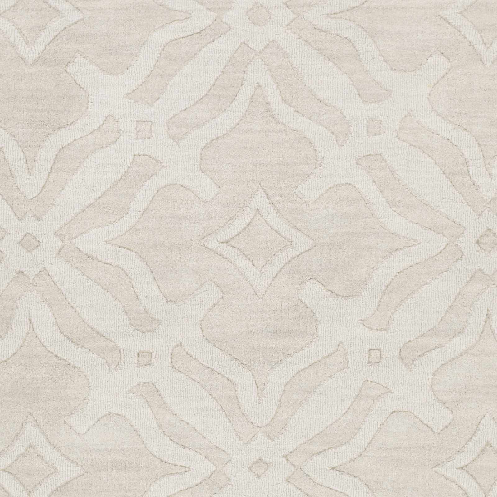 Fyffe Embossed Beige Wool Area Rug