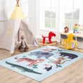 Load image into Gallery viewer, Petey Blue Animal Print Washable Kids Rug
