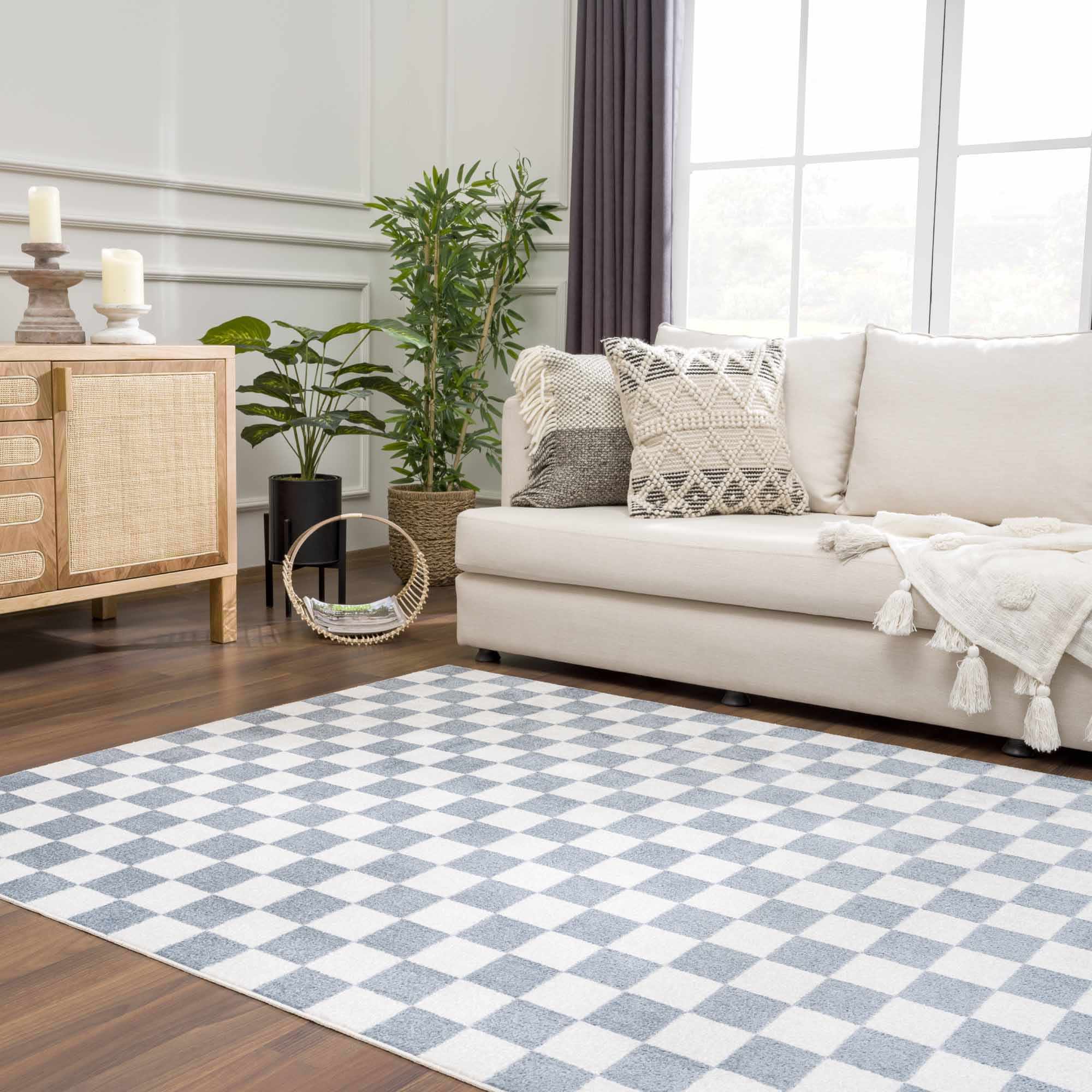 Brone Checkered Washable Area Rug