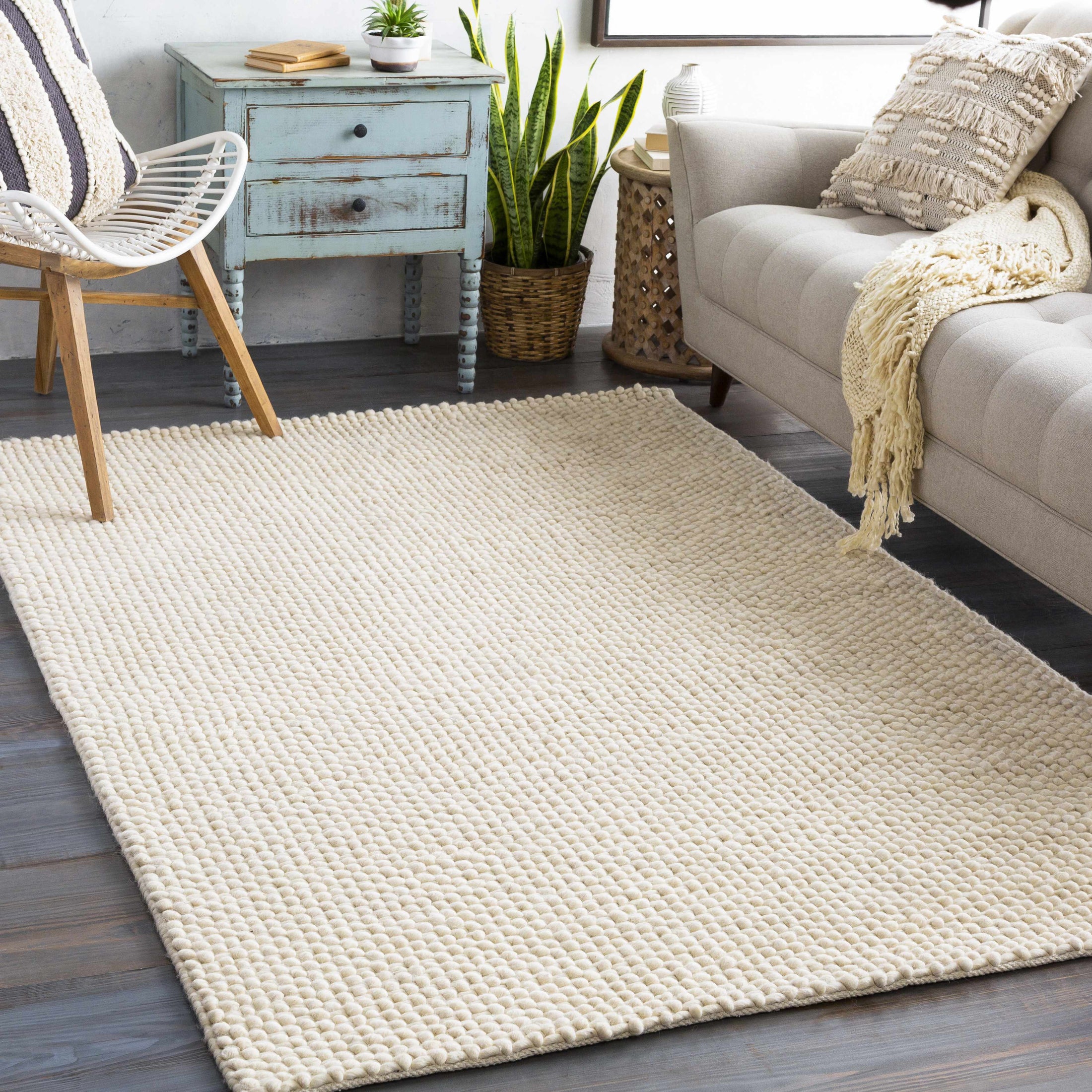 Lucerne Plain Cream Wool Rug LNE-1000