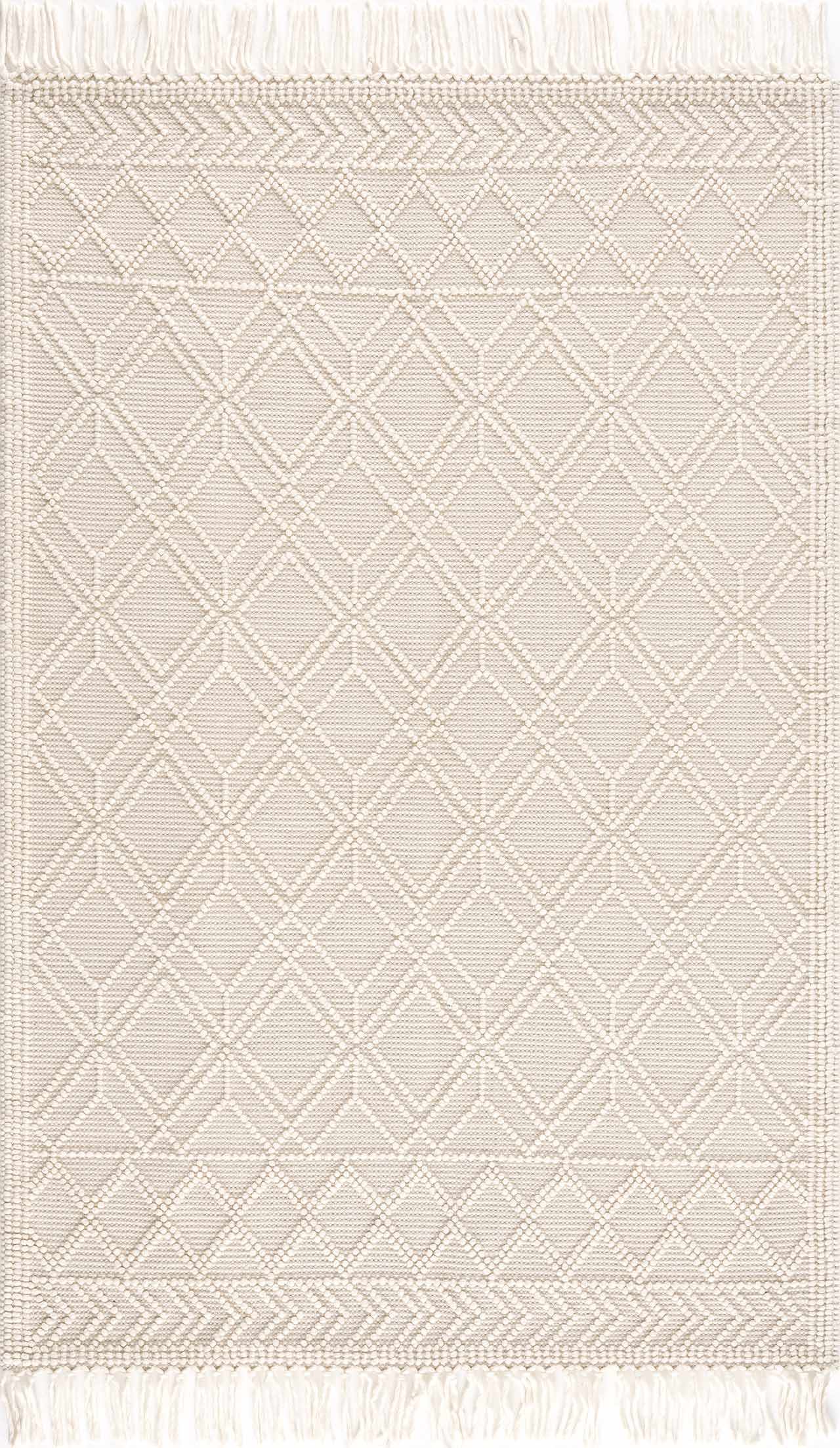 Ramsbury Beige Trellis Wool Rug