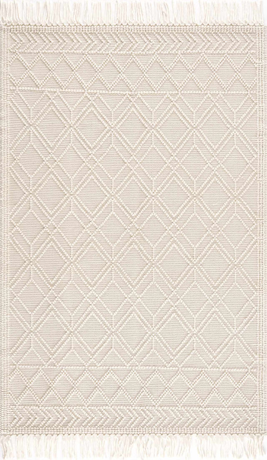 Ramsbury Beige Trellis Wool Rug