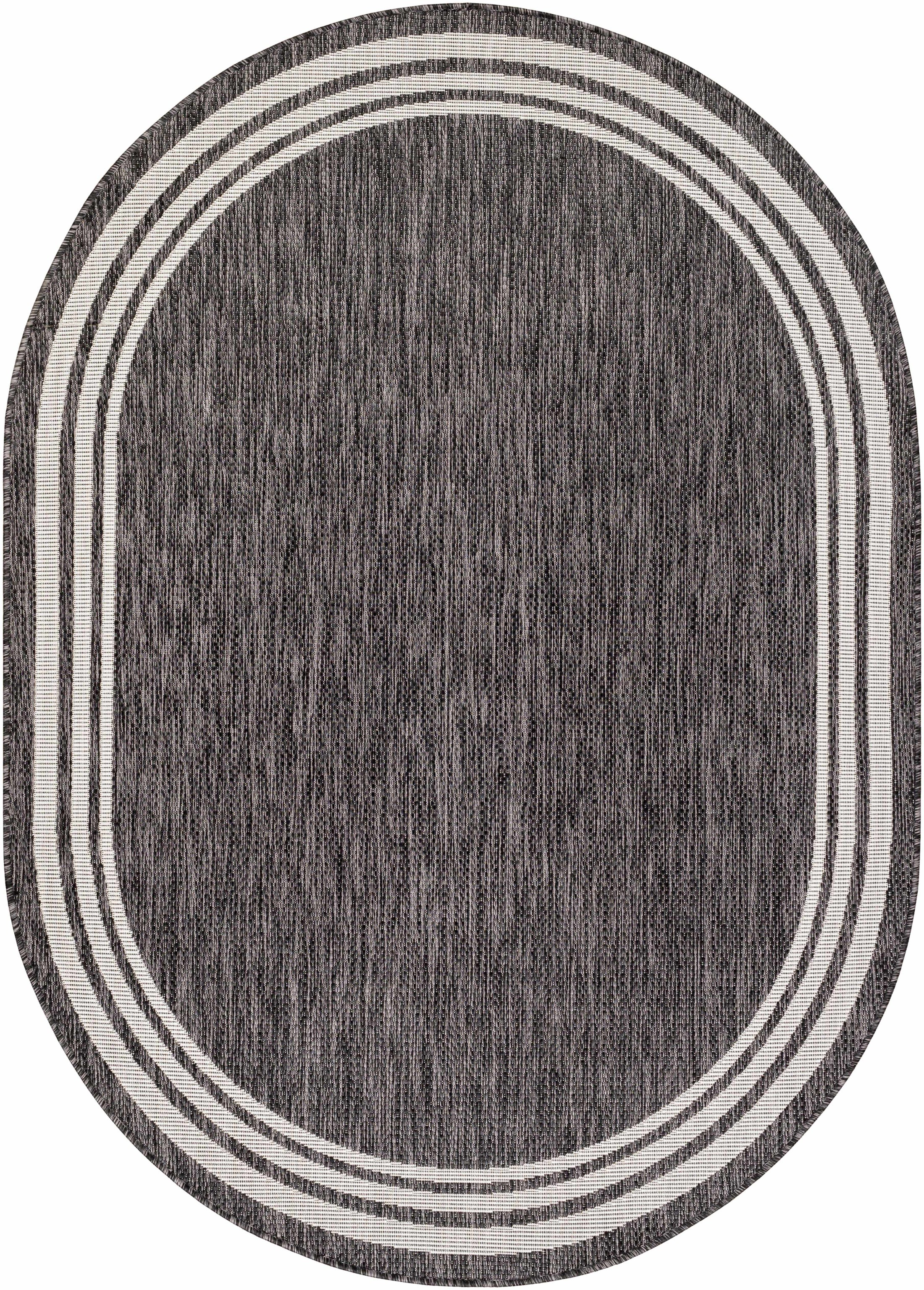 Coonamble Bordered Antrasit Outdoor Rug