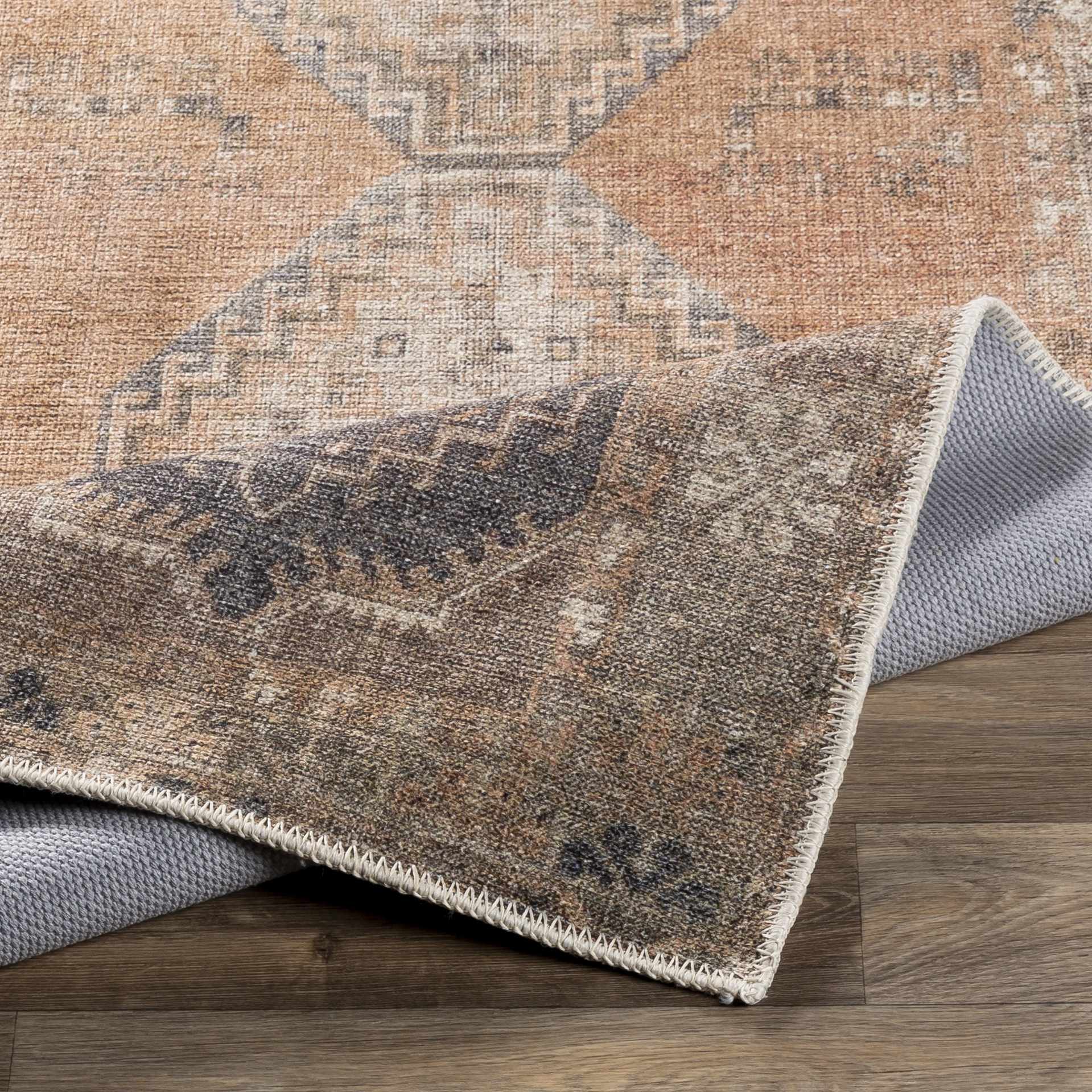 Carrabelle Peach Washable Area Rug - Clearance