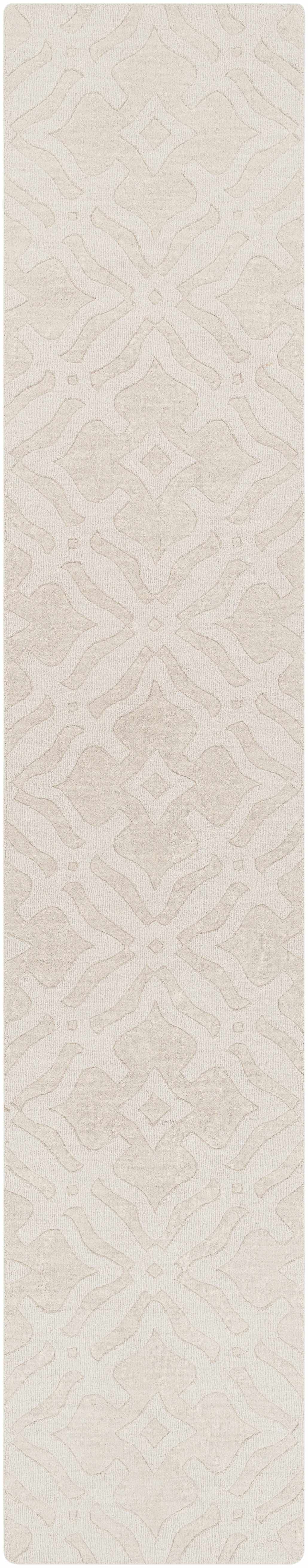 Fyffe Embossed Beige Wool Area Rug