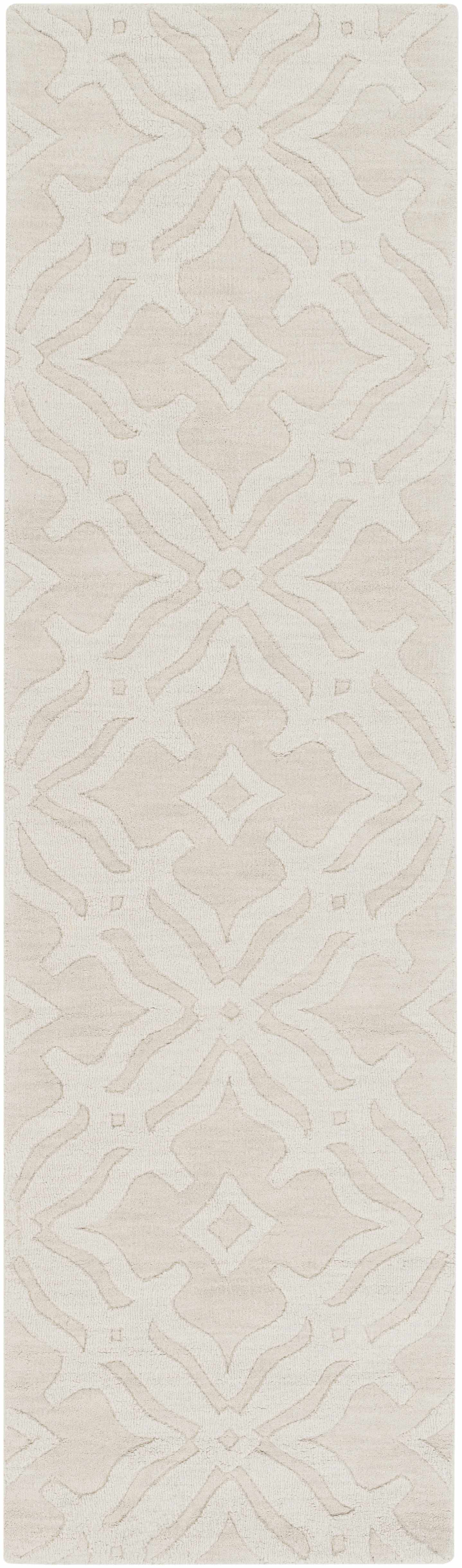 Fyffe Embossed Beige Wool Area Rug