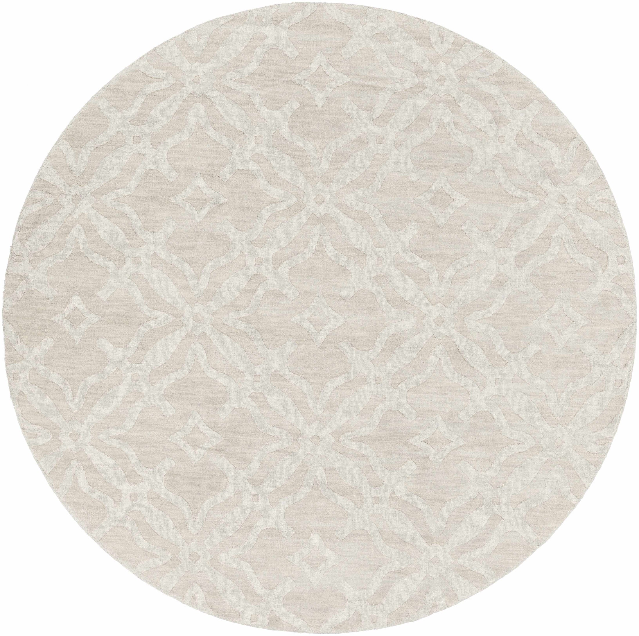 Fyffe Embossed Beige Wool Area Rug