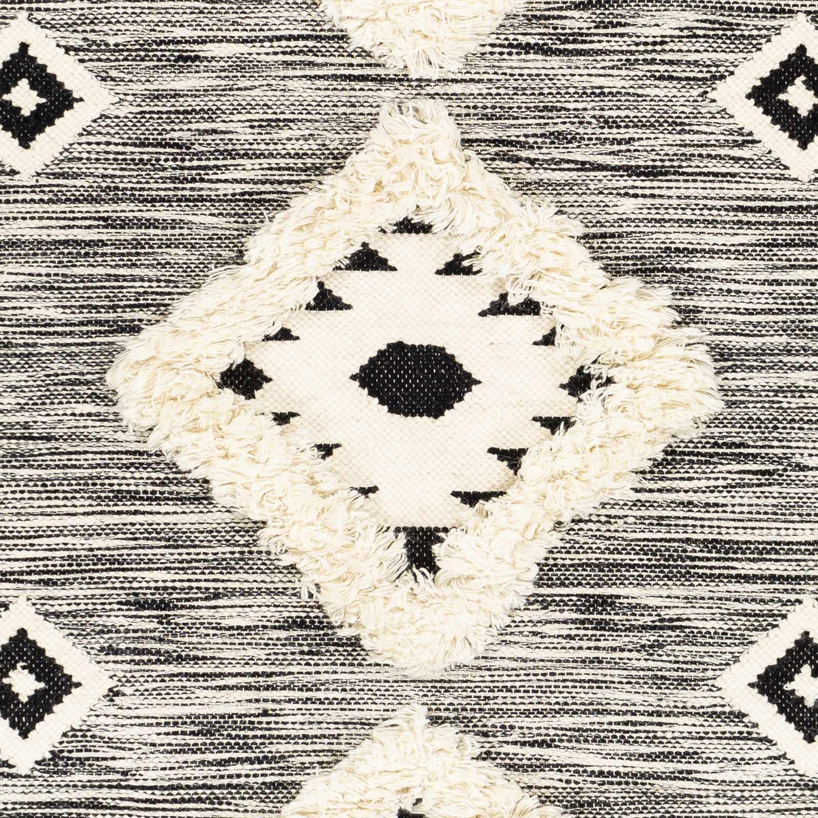 Gardner Cream on Gray Wool Tassel Rug - Clearance