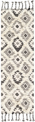 Load image into Gallery viewer, Jarales Cream/Black Tribal Tassel Wool Rug - Clearance
