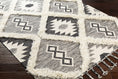 Load image into Gallery viewer, Jarales Cream/Black Tribal Tassel Wool Rug - Clearance
