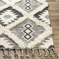 Load image into Gallery viewer, Jarales Cream/Black Tribal Tassel Wool Rug - Clearance
