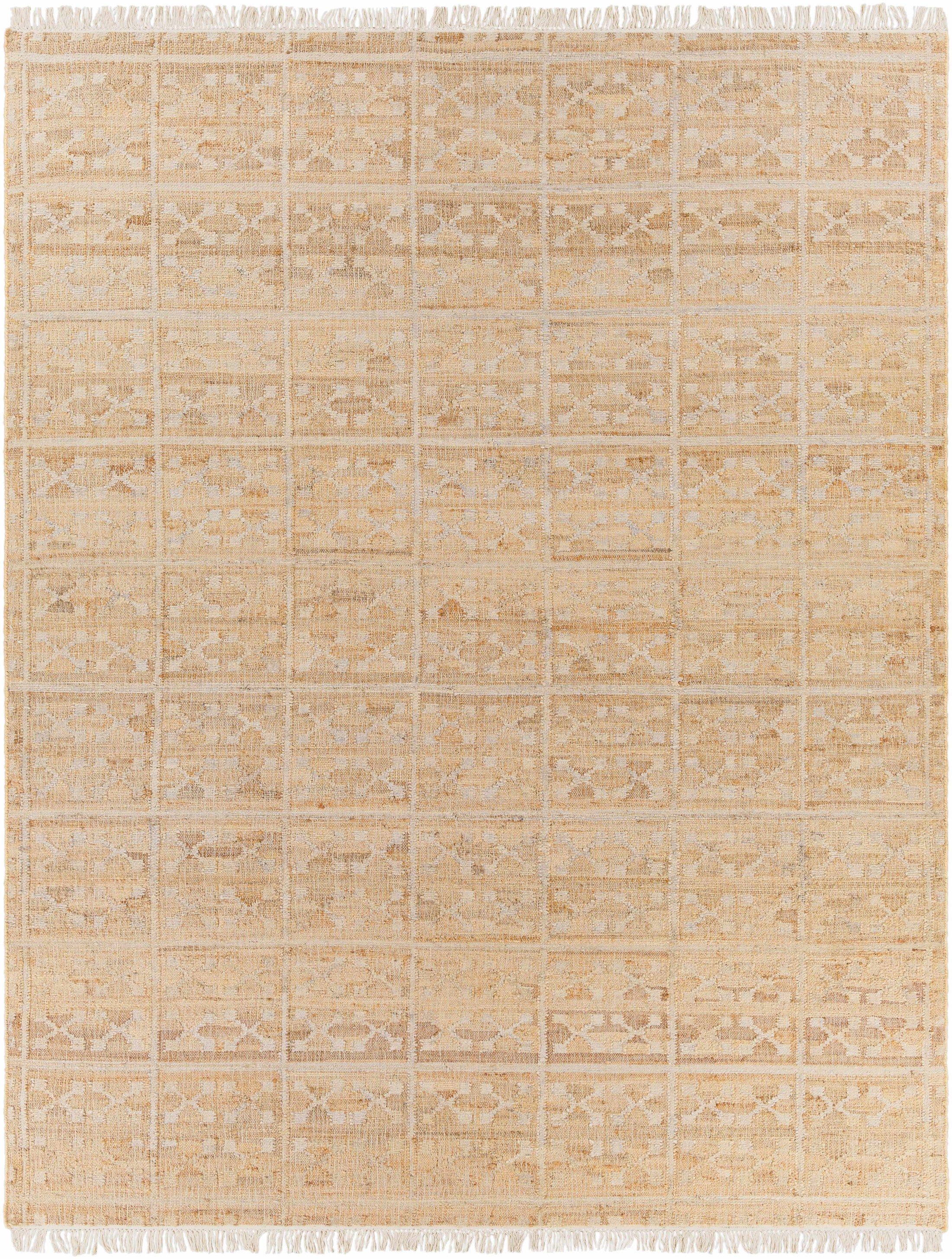 Rice Handcrafted Fringed Jute Carpet