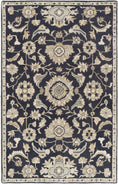 Load image into Gallery viewer, Copen Black Floral Wool Rug
