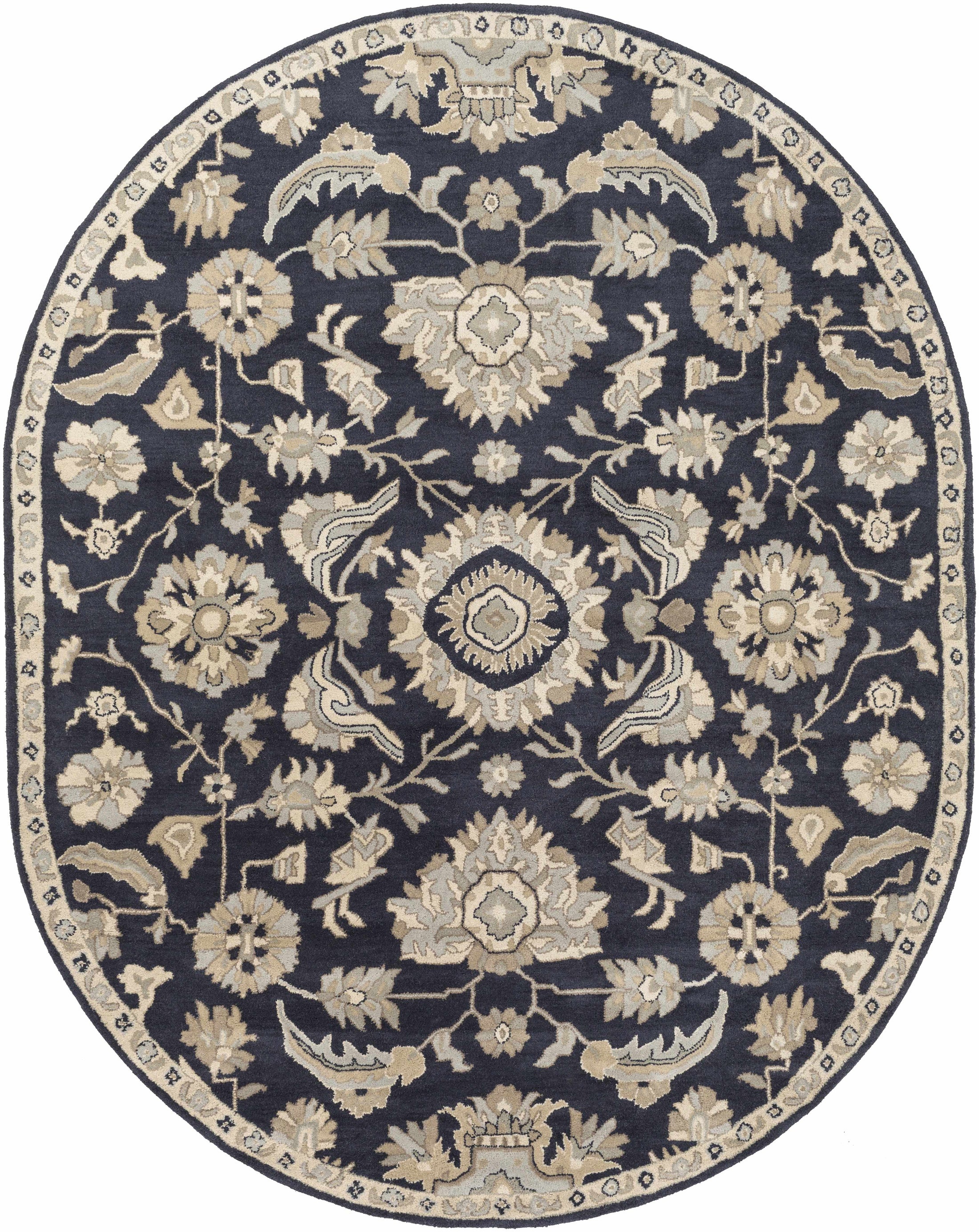 Copen Black Floral Wool Rug