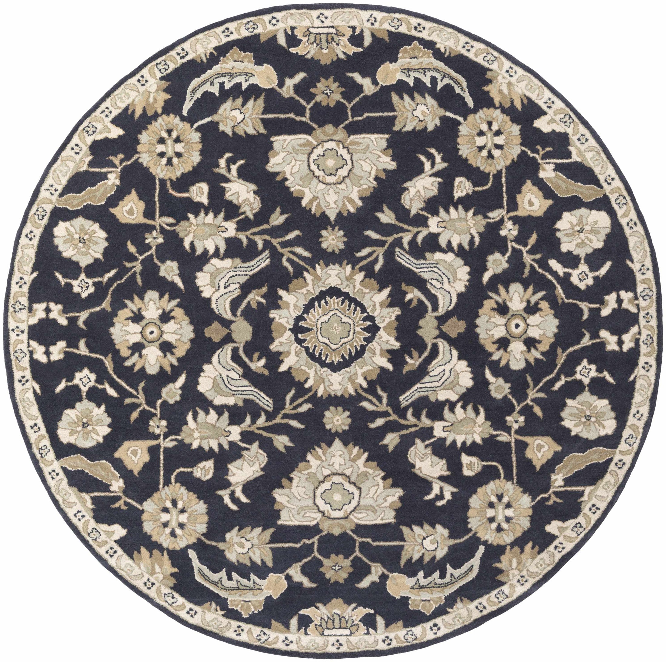 Copen Black Floral Wool Rug