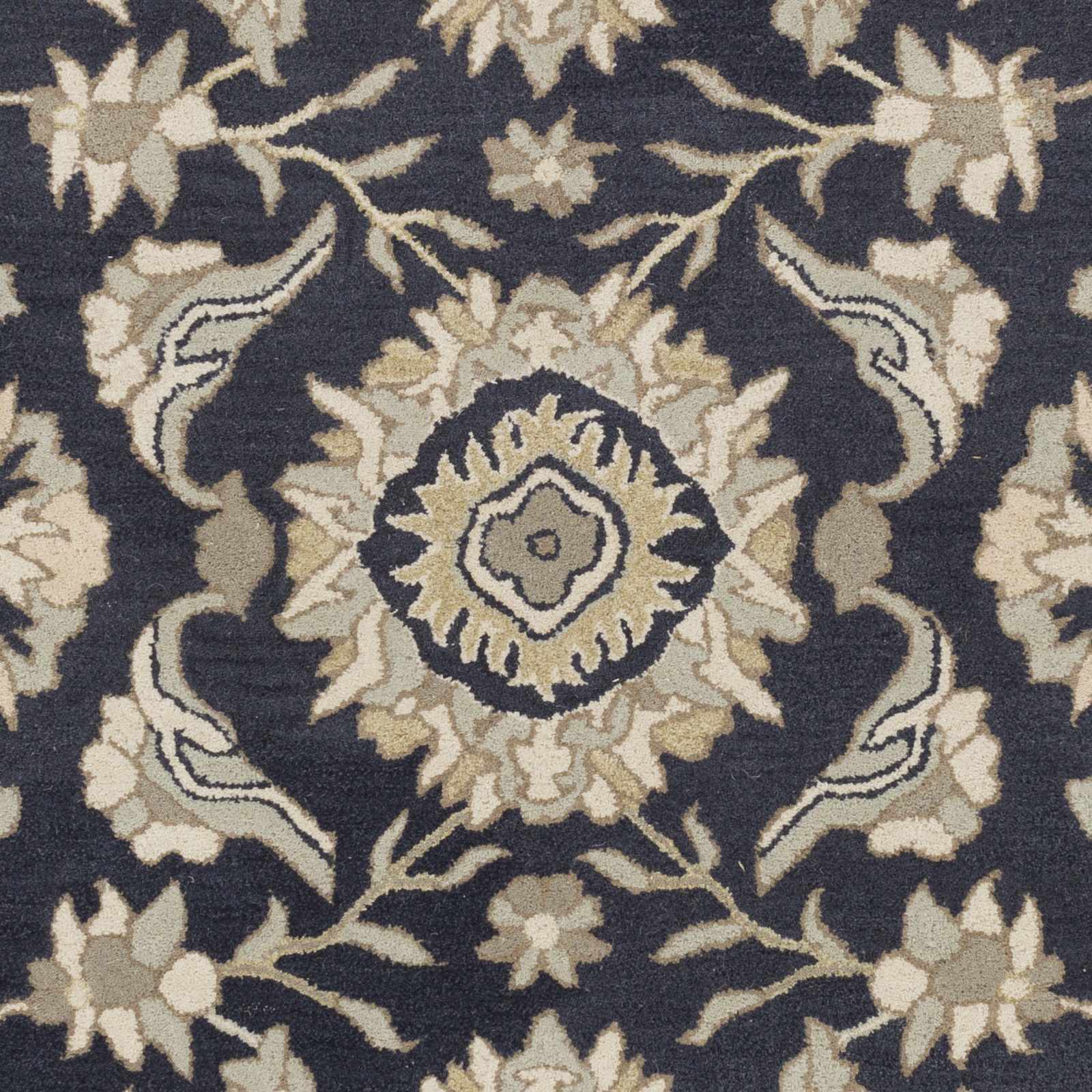 Copen Black Floral Wool Rug