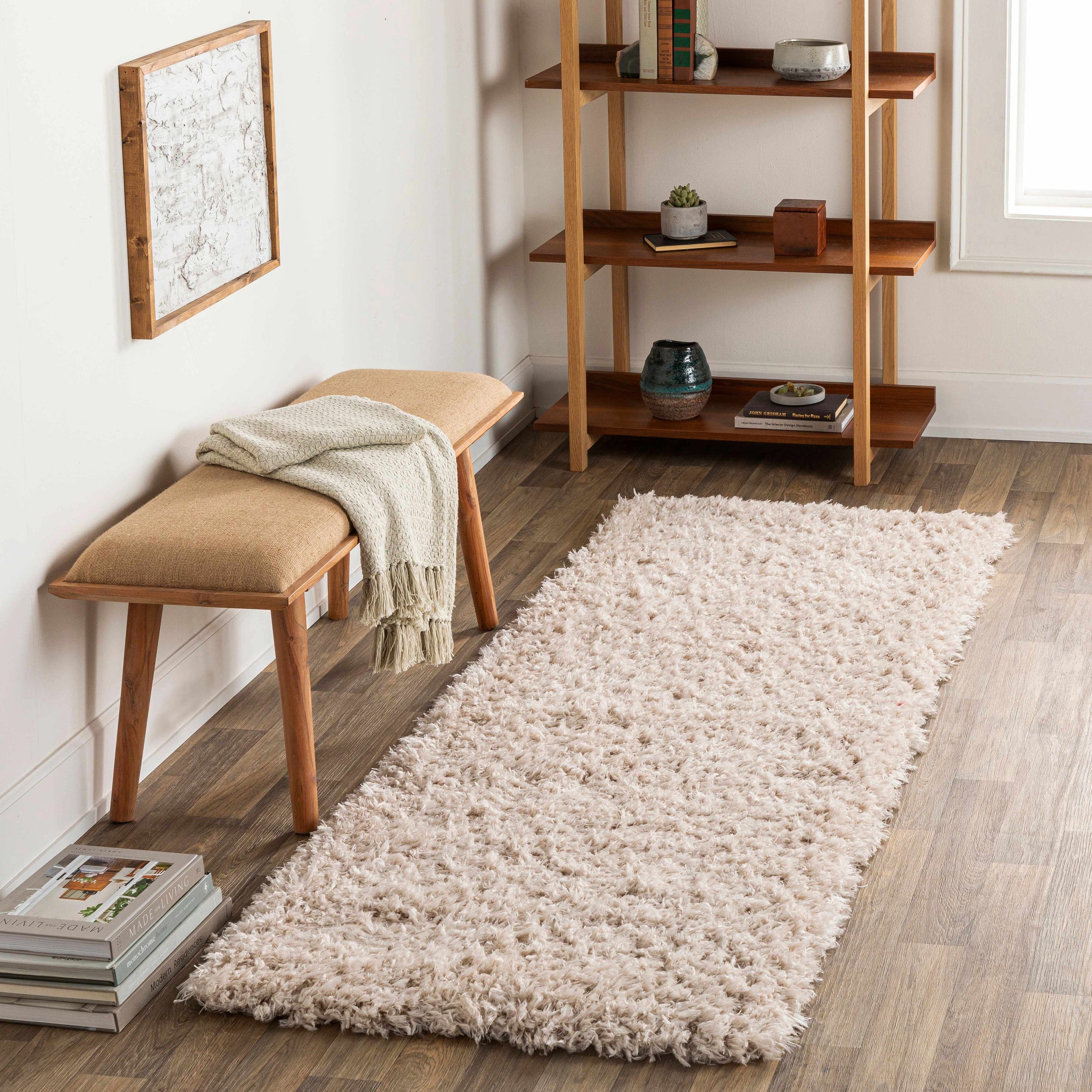 Siari Solid Oatmeal Shag Rug