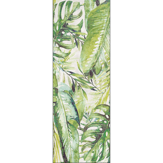 Wild Borneo Gorgeous Leaf Design in Green : Runner Rug